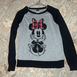 Disney Women's Black and Gray Minnie Mouse Sweater